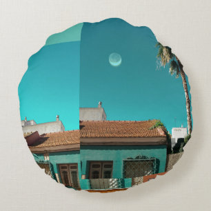 Coussins Ronds Torrevieja en Orange et Turquoise