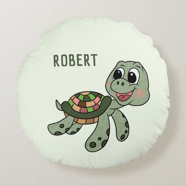 Coussins Ronds Tortue verte (Devant)
