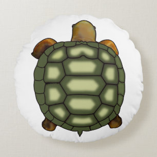Coussins Ronds Tortue verte moderne sur oreiller rond blanc