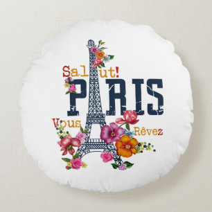 Coussins Ronds Tour Eiffel Paris Chemise Salut Flower Paris Fra