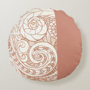 Coussins Ronds Tourbillon Botanique en Terracotta