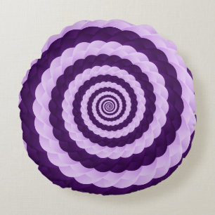 Coussins Ronds Tourbillon de lavande en fleurs – Spirale violette