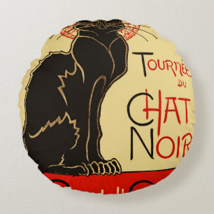 Coussins Ronds Tournée du Conversation noir Art nouveau