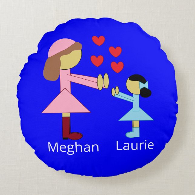 Coussins Ronds Tous les enfants ont besoin d'amour : Bleu (Devant)