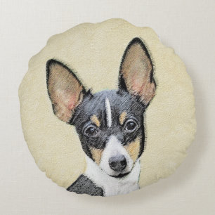 Coussins Ronds Toy Fox Terrier Peinture - Cute Original Chien Art
