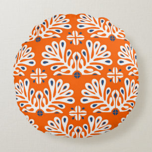 Coussins Ronds Tradition scandinave : Mosaïque florale ethnique.