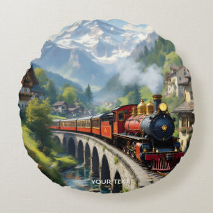 Coussins Ronds Train antique Imaginaire Crimson