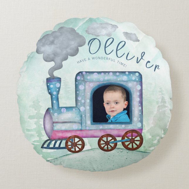 Coussins Ronds Train Birthday Party photo (Devant)