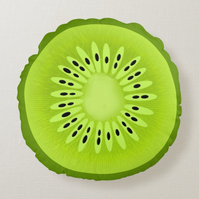 Coussins Ronds Tranches de fruits stylisées de Kiwi (Devant)