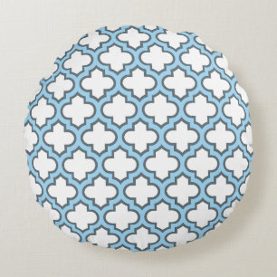 Coussins Ronds Trellis bleu blanc et bébé, treillis, Quatrefoil