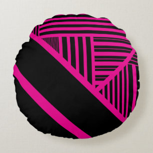 Coussins Ronds Triangle en Magenta et Noir