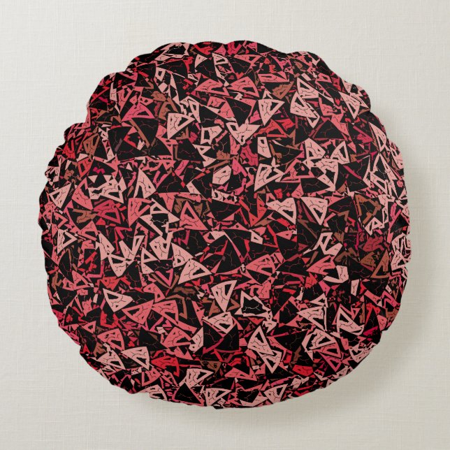 Coussins Ronds Triangle noir rouge rose Motif sans couture (Devant)