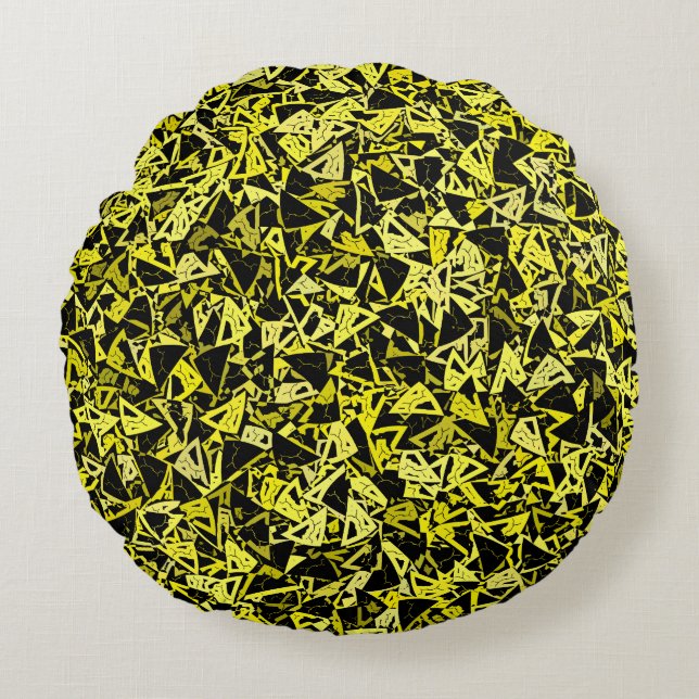 Coussins Ronds Triangle noir vert jaune Motif sans couture (Devant)