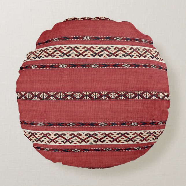 Coussins Ronds Triangle Striangle Kilim II Rouge Noir Blanc  (Devant)