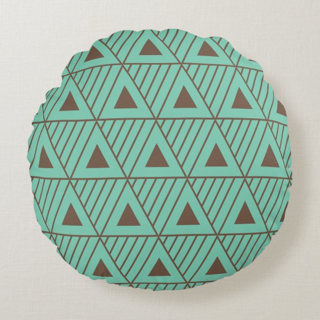 Coussins Ronds Triangles Brown Motif moderne Arrière - plan perso (Devant)