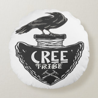 Coussins Ronds Tribe crie - Amérindien Corbeau Spirit