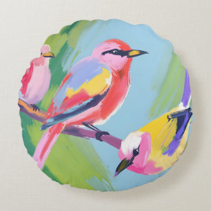Coussins Ronds Trois oiseaux