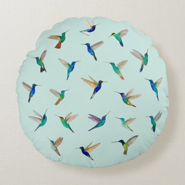 Coussins Ronds Tropical Hummingbirds (Devant)
