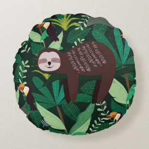 Coussins Ronds Tropical Sloth : Cartoon Motif sans couture