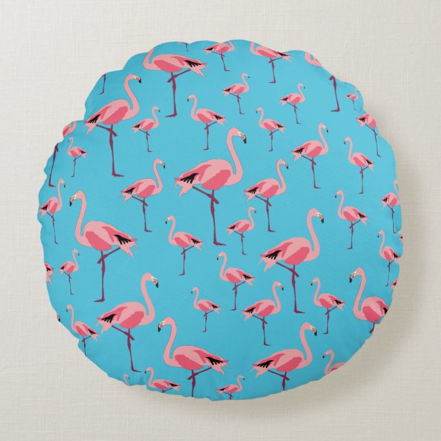 Coussins Ronds Tropical Summer Pink Flamingo Pattern (Devant)