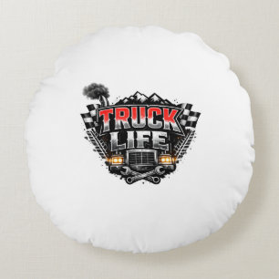 Coussins Ronds Truck Life Grunge Détresse Chrome Rouge Casquette 