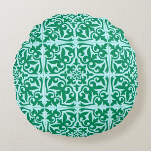 Coussins Ronds Tuile marocaine - turquoise et aqua