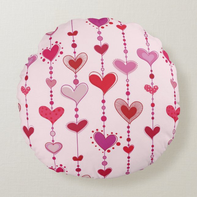 Coussins Ronds Tuiles de coeur (Devant)