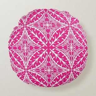 Coussins Ronds Tuiles marocaines - rose fuchsia et blanc
