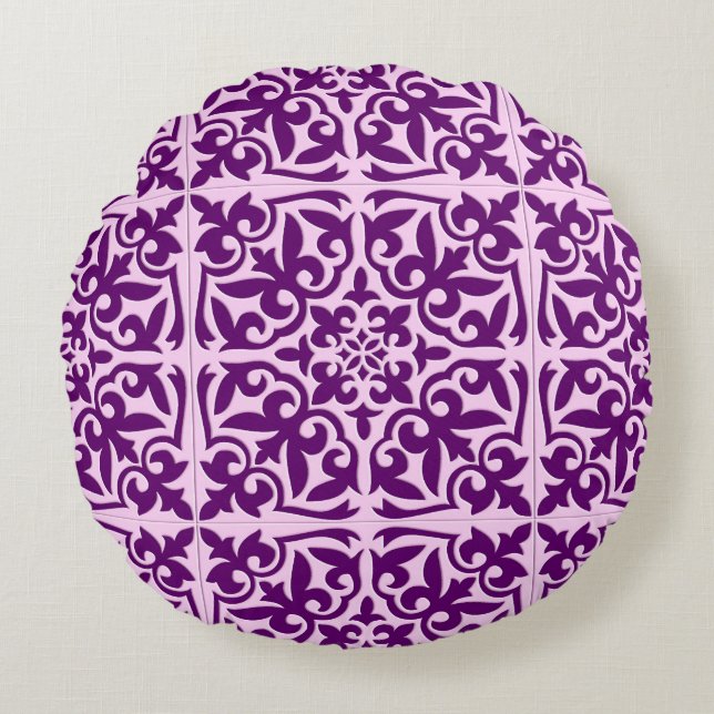 Coussins Ronds Tuiles marocaines - violet et orchidée (Devant)