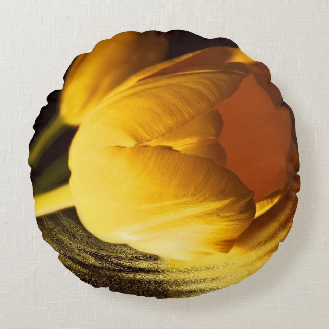 Coussins Ronds Tulipe jaune romantique (Devant)