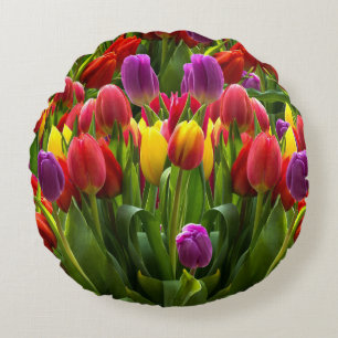 Coussins Ronds Tulipes lumineuses