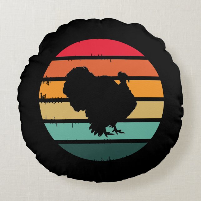 Coussins Ronds Turquie Oiseau Thanksgiving Distressed coucher de  (Devant)