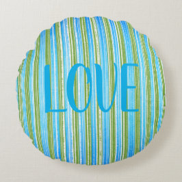 Coussins Ronds Turquoise, bleu, vert et blanc