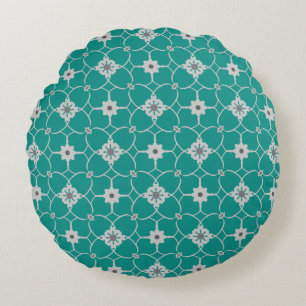 Coussins Ronds Turquoise gris modèle floral de Noël