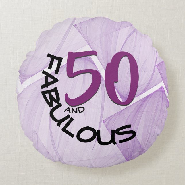 Coussins Ronds Typographie d'anniversaire 50 et violet fabuleux (Devant)