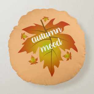 Coussins Ronds Typographie de l'humeur d'automne feuille d'érable