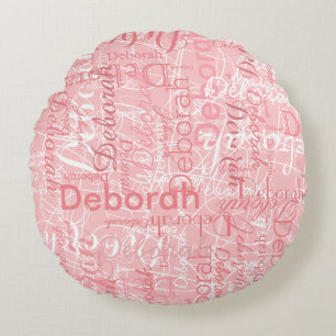Coussins Ronds Typographie Noms Pinkish Pale Rose