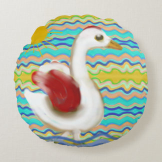 Coussins Ronds Un canard en bord de mer