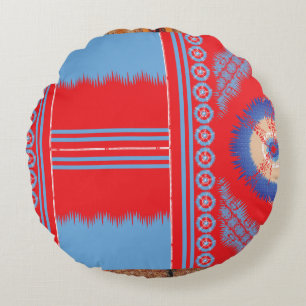 Coussins Ronds un design d'un motif rouge et bleu