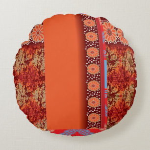 Coussins Ronds un design d'un motif rouge et or