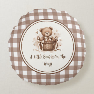 Coussins Ronds Un petit ours est en route Café marron neutre