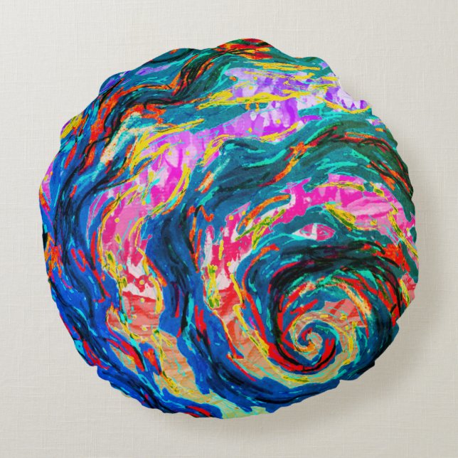Coussins Ronds Un tourbillon de couleurs folles pour vous (Dos)