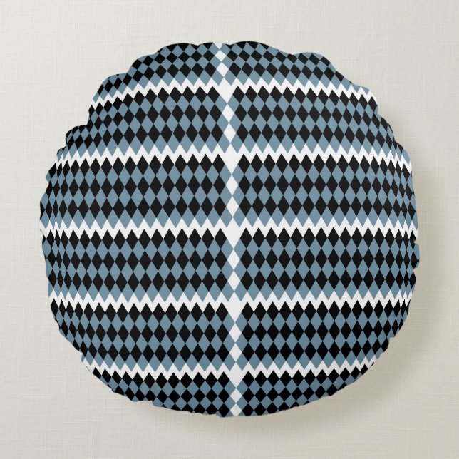 Coussins Ronds une à damiers noire et blanche avec un b blanc (Devant)