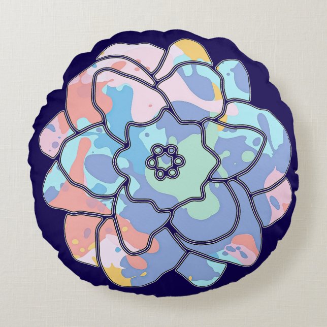Coussins Ronds Une fleur faite de taches de peinture (Devant)