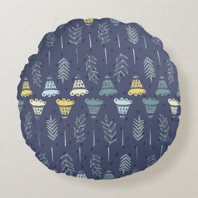 Coussins Ronds Une texture douce et transparente avec des feuille (Devant)