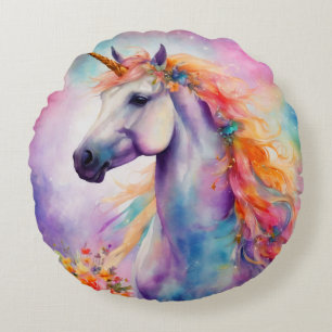 Coussins Ronds Unicorne couleur Pastel