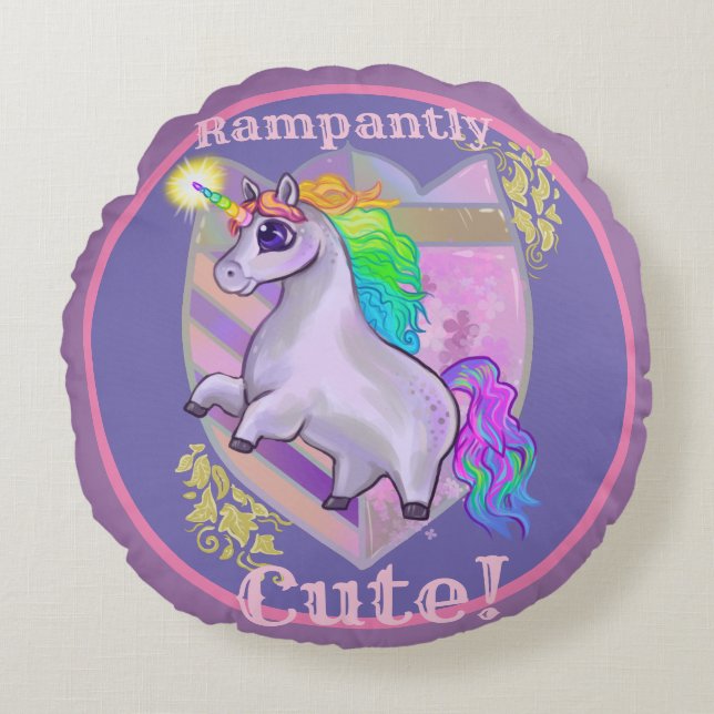 Coussins Ronds Unicorne mignonne (Devant)