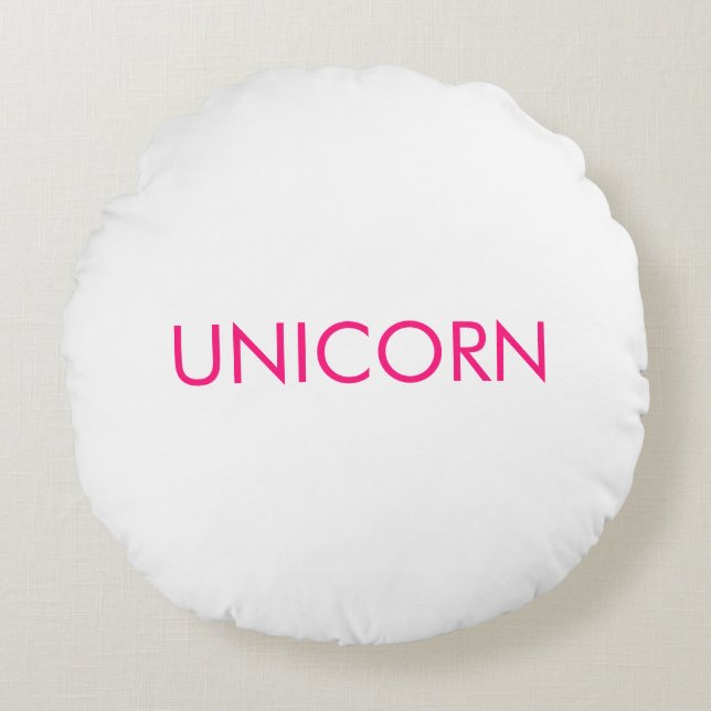 Coussins Ronds "Unicorne" minimaliste rose chaud fuchsia blanc (Devant)
