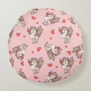 Coussins Ronds Unicornes douces magiques du coeur
