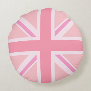 Coussins Ronds Union Jack rose/Drapeau